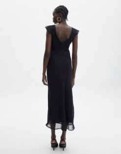 V Front Bias Cut Maxi Dress -Style Fashion Fit rufus chiffon maxi dress black back dl92461peb