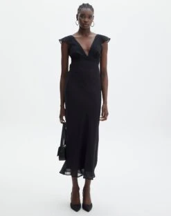 V Front Bias Cut Maxi Dress -Style Fashion Fit rufus chiffon maxi dress black full dl92461peb