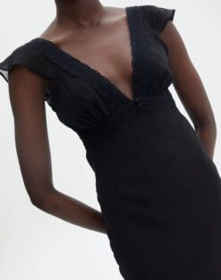 V Front Bias Cut Maxi Dress -Style Fashion Fit rufus chiffon maxi dress black imageback dl92461peb