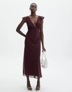 V Front Bias Cut Maxi Dress -Style Fashion Fit rufus chiffon maxi dress cherry oh front dl92461peb