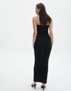 Sculpted Glitter Maxi Dress 29 Sculpted Glitter Maxi Dress -Style Fashion Fit sangria sparkle strapless slim black back kd117623lur