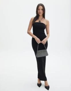 Sculpted Glitter Maxi Dress 28 Sculpted Glitter Maxi Dress -Style Fashion Fit sangria sparkle strapless slim black full kd117623lur