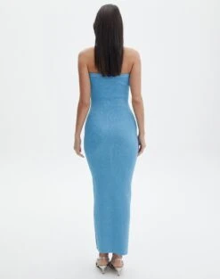 Sculpted Glitter Maxi Dress 24 Sculpted Glitter Maxi Dress -Style Fashion Fit sangria sparkle strapless slim electric teal back kd117623lur