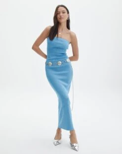 Oversized Vest Dress -Style Fashion Fit sangria sparkle strapless slim electric teal front kd117623lur 1
