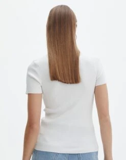 Knit Long Line T-Shirt -Style Fashion Fit saphi short sleeve rib tee milk back ks119955vn