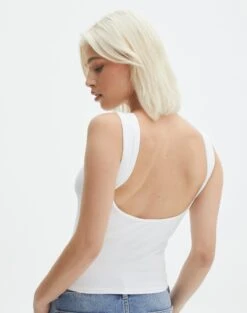 Supersoft Backless Tank Top -Style Fashion Fit sayley low back tank white front tv146388pch
