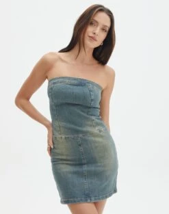 Strapless Denim Midi Dress 23 Strapless Denim Midi Dress -Style Fashion Fit selby strapless ethal ringspun front ds127804spu 3
