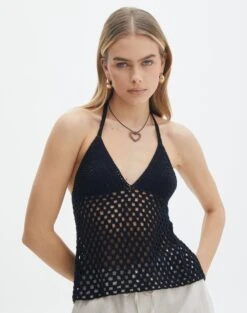 Knit Twist Front Crop Top -Style Fashion Fit sigon open back crochet black front kv127284cro