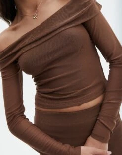 Foldover Off Shoulder Long Sleeve Top 23 Foldover Off Shoulder Long Sleeve Top -Style Fashion Fit sinka off the shoulder mesh top deep umber imageback tl119588rmsh