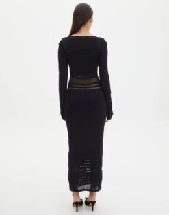 Panelled Knit Long Sleeve Maxi Dress -Style Fashion Fit sinny longsleeve panelled maxi black back kd111216knt