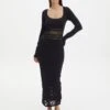 Panelled Knit Long Sleeve Maxi Dress -Style Fashion Fit sinny longsleeve panelled maxi black front kd111216knt