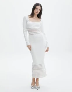 One Shoulder Knit Maxi Dress -Style Fashion Fit sinny longsleeve panelled maxi milk front kd111216knt