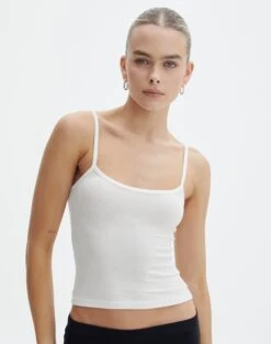 Luxe Lounge Modal Thin Strap Singlet -Style Fashion Fit sisi modal tank milk front tv118176mod