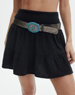 Muslin Tiered Mini Skirt -Style Fashion Fit sky shirred muslin skirt black full ss72038mus
