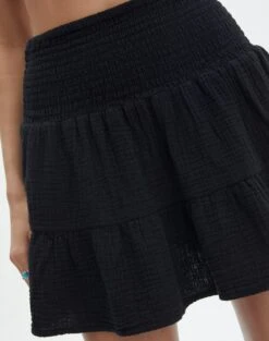 Muslin Tiered Mini Skirt -Style Fashion Fit sky shirred muslin skirt black imageback ss72038mus
