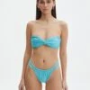 Shimmer Split Waist Ruched Bikini Bottom 2 Shimmer Split Waist Ruched Bikini Bottom -Style Fashion Fit sloanne split ruched bikini brief electric teal front ga136181shm 2