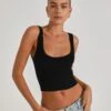 Scoop Neck Rib Tank -Style Fashion Fit snape scoop crop black front kv92429rib