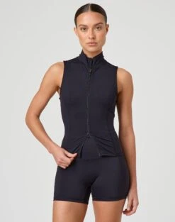 Cut Out Ribbed Knit Top -Style Fashion Fit soko zip up vest black front tv146094but 1