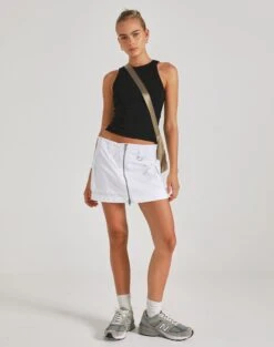 Ribbed Knit Button Side Maxi Skirt -Style Fashion Fit stella cargo skirt white front ss86240pln 1
