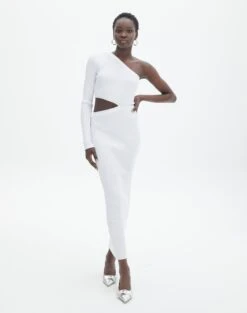 One Shoulder Long Sleeve Maxi Dress -Style Fashion Fit stella one sleeve white front kd129008vn 2