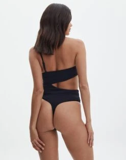 Supersoft One Shoulder Side Cut Out Bodysuit -Style Fashion Fit sully peachy bodysuit black back tb95431pch