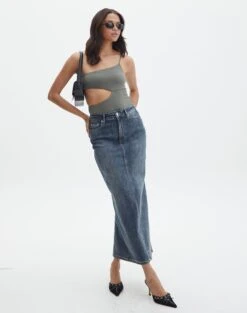 Supersoft One Shoulder Side Cut Out Bodysuit -Style Fashion Fit sully peachy bodysuit cypress full tb95431pch