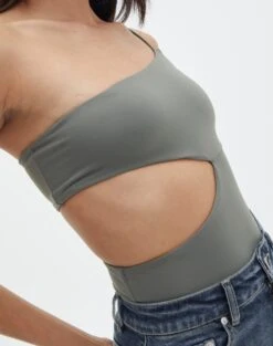 Supersoft One Shoulder Side Cut Out Bodysuit -Style Fashion Fit sully peachy bodysuit cypress imageback tb95431pch