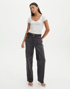 Cropped V Neck Tee -Style Fashion Fit susu v neck top snow marle full ts122528rib