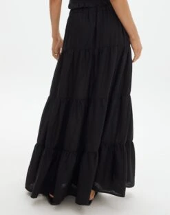 Linen Blend Tiered Maxi Skirt -Style Fashion Fit t boppie tiered linen maxi skirt black back sl120340tlv