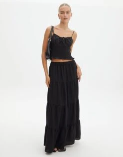 Cargo Wrap Mini Skirt -Style Fashion Fit t boppie tiered linen maxi skirt black front sl120340tlv 2