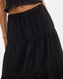 Linen Blend Tiered Maxi Skirt -Style Fashion Fit t boppie tiered linen maxi skirt black imageback sl120340tlv