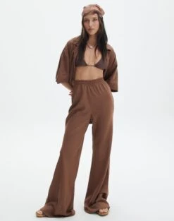 Satin Straight Leg Pant -Style Fashion Fit t co dizzy flared pant deep umber front pw118952tlv
