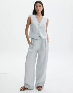 Linen Tailored Vest -Style Fashion Fit t co harley tailored linen pant icecapmilk front pw120209tcd