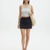 Linen Blend Mini Skirt -Style Fashion Fit t mila tie waist mini skirt black front ss116071tlv 5