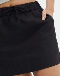 Linen Blend Mini Skirt -Style Fashion Fit t mila tie waist mini skirt black imageback ss116071tlv