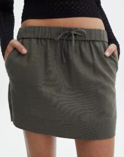 Linen Blend Mini Skirt -Style Fashion Fit t mila tie waist mini skirt cypress full ss116071tlv