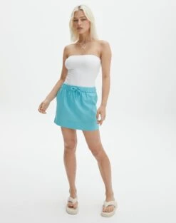 Double Button Knee Length Denim Skirt -Style Fashion Fit t mila tie waist mini skirt electric teal front ss116071tlv 1