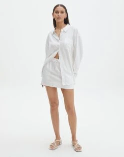 Linen Blend Mini Skirt -Style Fashion Fit t mila tie waist mini skirt white detail ss116071tlv