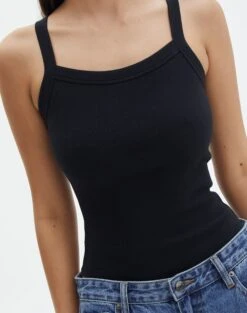 Ribbed Tank Bodysuit -Style Fashion Fit talia ribbed bodysuit black imageback tb115391rib