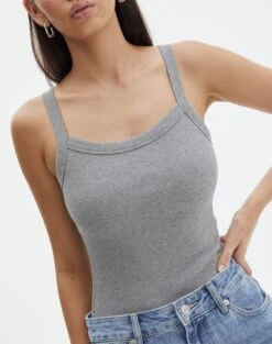 Ribbed Tank Bodysuit -Style Fashion Fit talia ribbed bodysuit charcoal marle imageback tb115391rib