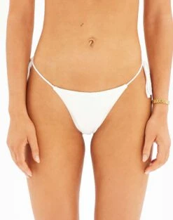 Broderie Trim Thong Bikini Bottom -Style Fashion Fit tamsin thin tie side thong bikini brief white front ga71259twl 3