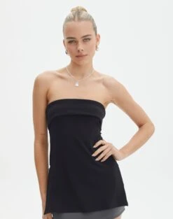 Ruffle Frill Tie Front Top -Style Fashion Fit tatiana fold down side zip tube top black front bv124397pln