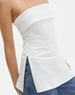 Foldover Zip Tube Top -Style Fashion Fit tatiana fold down side zip tube top milk imageback bv124397pln