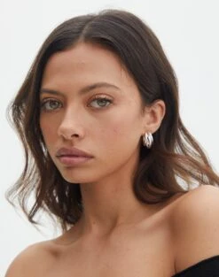 Oversized Cord Long Sleeve Shirt -Style Fashion Fit taurus triple hoop earrings silver front je109042ear