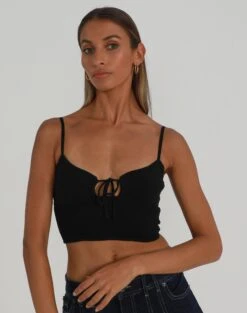 Sheer Backless Long Sleeve Crop Top -Style Fashion Fit tommo tie knit top black front kv76324rib 5