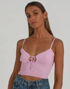 Twist Front Rib Knit Crop Top -Style Fashion Fit tommo tie knit top perfect pink front kv76324rib