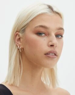 Printed Ruched Balconette Bikini Top -Style Fashion Fit twisted plain hoop pack gold front je121822ear 11