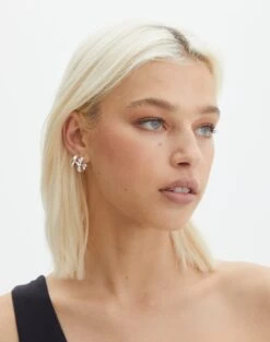 Printed Ruched Balconette Bikini Top -Style Fashion Fit twisted plain hoop pack silver front je121822ear 11