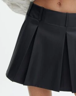 Faux Leather Pleated Mini Skirt -Style Fashion Fit violet pleated pu mini skirt black imageback ss102476pu