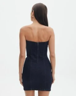 Strapless Denim Offcut Mini Dress -Style Fashion Fit vn offcut denim strapless mini dress last rodeo indigo back ds55384vin